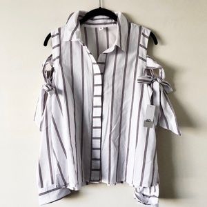 BP Open Shoulder Striped Top Size Medium